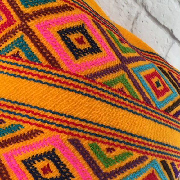 Handmade Hand Embroidered Mexican Pillow Cover - Mexican Home Decor - Picture 3 of 4